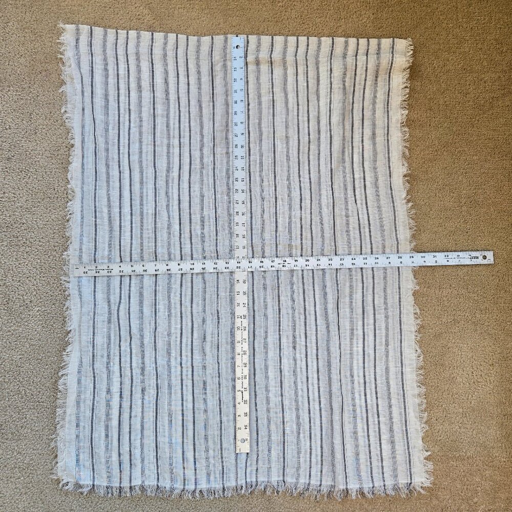 J. Crew Linen Scarf White With Navy Stripes